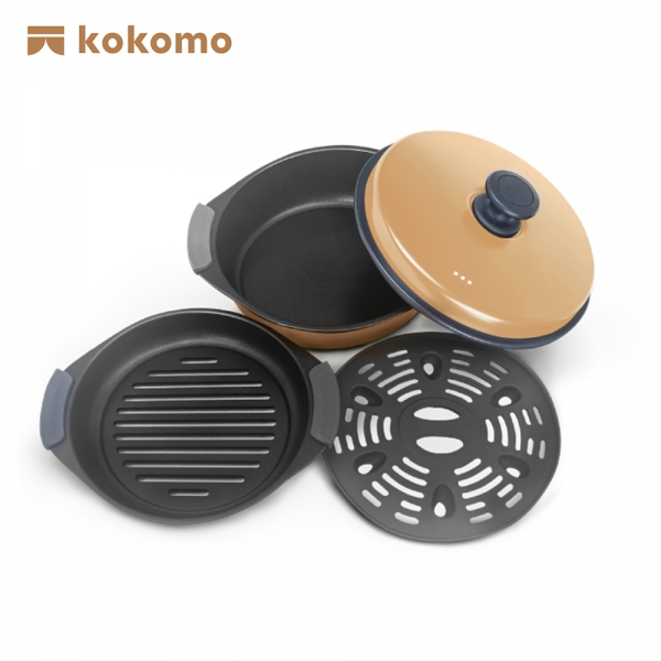 【kokomo】微波專用煎蒸煮料理鍋KO-WB24D