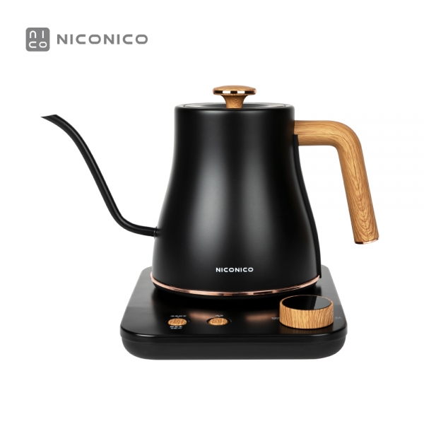 【NICONICO】電子溫控手沖壺NI-L2003B 炭晶黑(細口)